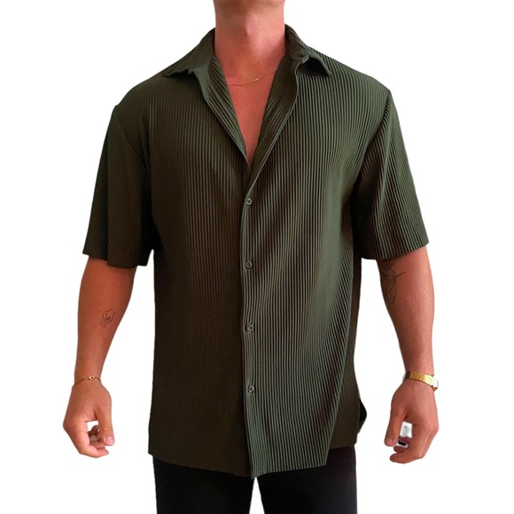 Ribbed Olive Green Zara Shirt - Picture 3 of 6